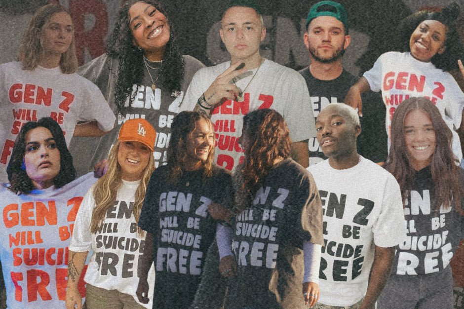 gen z will be suicide free - white & black tee